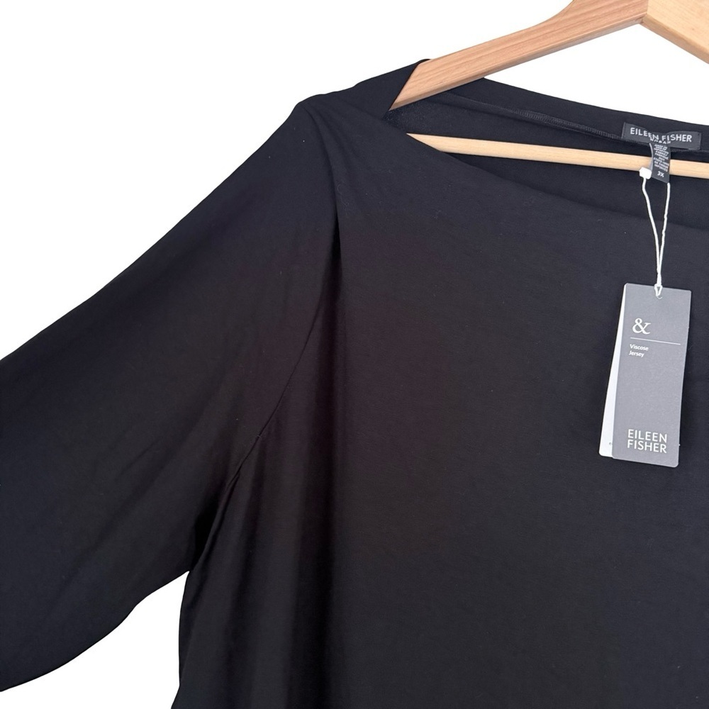 NWT Eileen Fisher Bateau Neckline Long Sleeve Dress Sz 3X Black - Picture 8 of 11